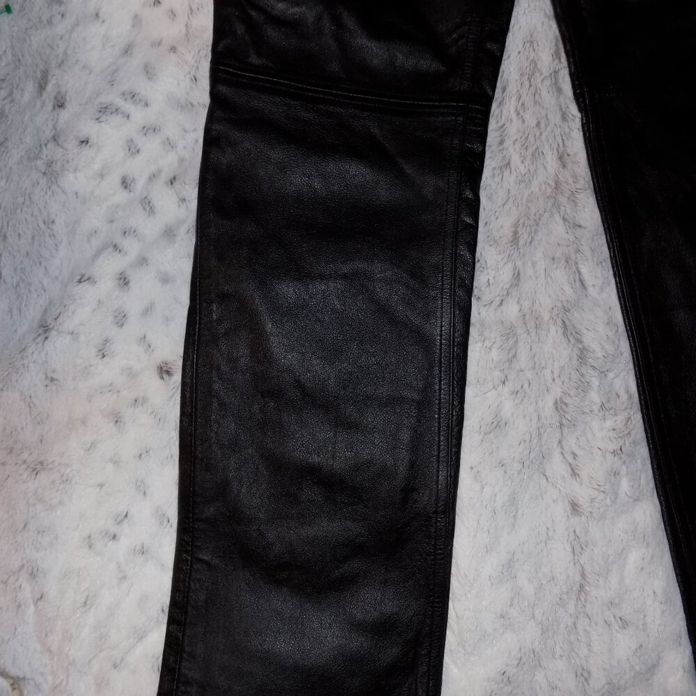 Tommy Hilfiger 100% Leather Straight Leg Pants - Black - Picture 11 of 14